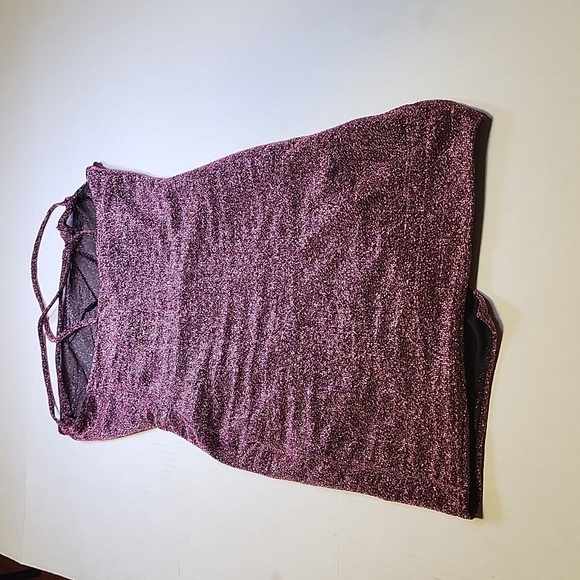 PRETTY LITTLE THING Purple Textured Glitter Strappy Cross Back Bodycon Dress - Picture 8 of 10